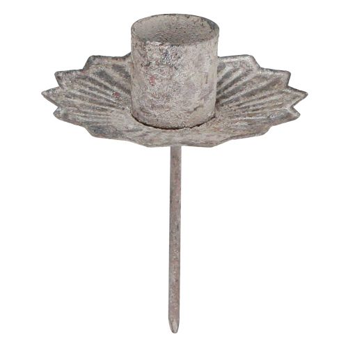 Floristik24 Conische kandelaar om op te plakken antiek grijs 7×8,5cm 4st
