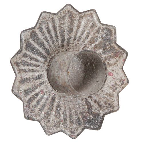 Artikel Conische kandelaar om op te plakken antiek grijs 7×8,5cm 4st