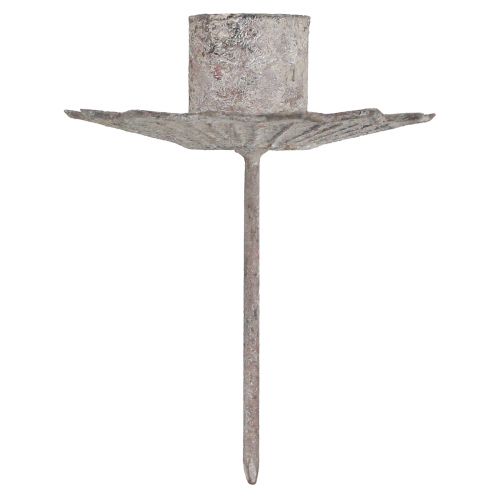 Artikel Conische kandelaar om op te plakken antiek grijs 7×8,5cm 4st