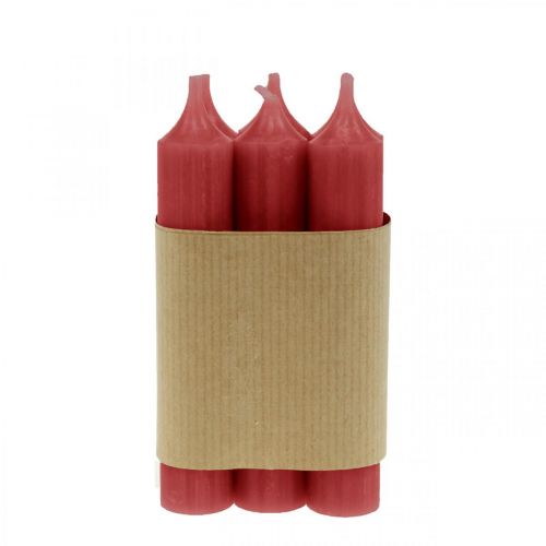 Artikel Taper kaars rood effen kaarsen robijnrood 120mm/Ø21mm 6 stuks