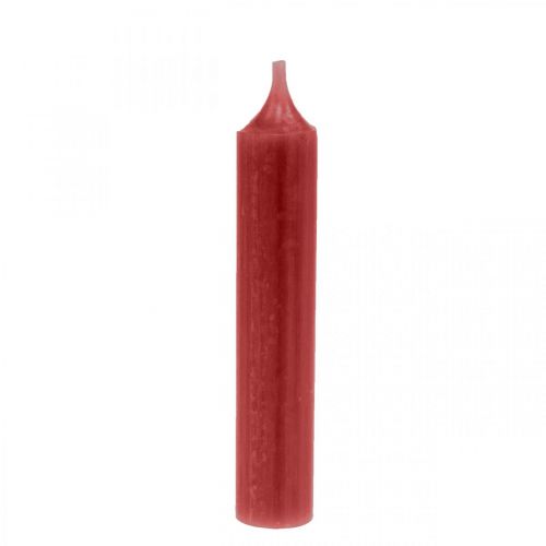 Artikel Staafkaars rood gekleurde kaarsen robijnrood 120mm/Ø21mm 6st