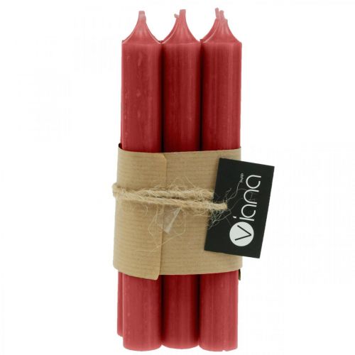 Artikel Taper kaars rood effen kaarsen robijnrood 180mm/Ø21mm 6st