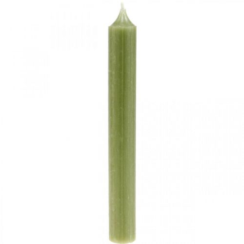 Floristik24 Stokkaars groen geverfde waskaarsen 180mm/Ø21mm 6st