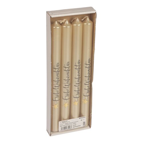 Artikel Kerstkaarsen stokkaarsen Kerstcreme 25cm 4 stuks
