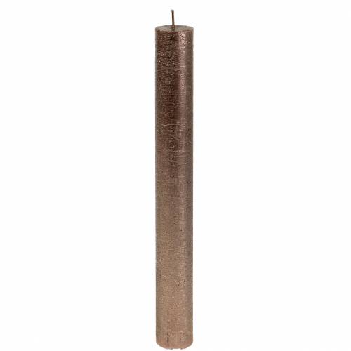 Taper kaarsen effen koper metallic 34mm×240mm 4st