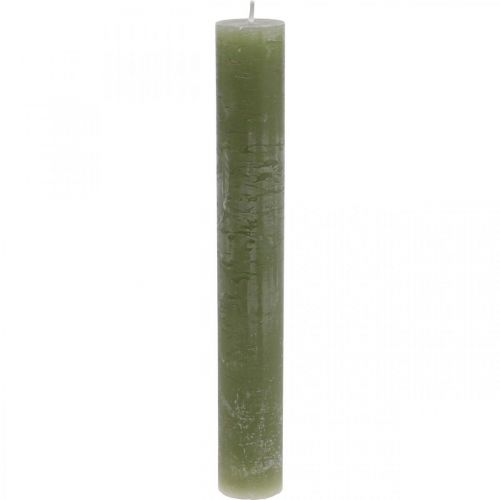 Artikel Effen kaarsen olijfgroene stokkaarsen 34×240mm 4 st
