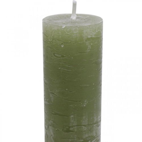 Artikel Effen kaarsen olijfgroene stokkaarsen 34×240mm 4 st