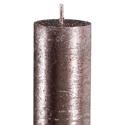 Floristik24 Conische kaarsen effen koper gelakt 34x300mm 4 st