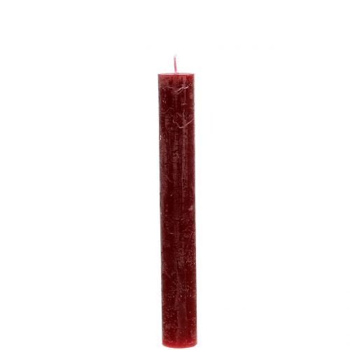 Floristik24 Taper kaarsen effen donkerrood 34mm x 240mm 4 st