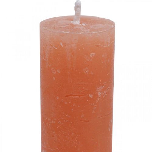 Artikel Taper kaarsen effen Oranje Perzik 34×240mm 4st