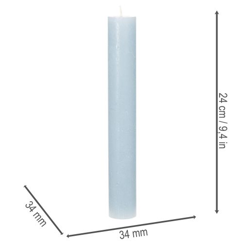 Blauwe taps toelopende kaars voor kandelaars en tafeldecoratie, 34x240mm, 4 stuks | Floristik24.nl