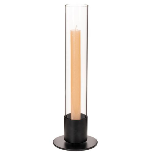 Kandelaar met taps toelopende glazen cilinder. Eenvoudig en tijdloos. 31 cm | Floristik24.nl