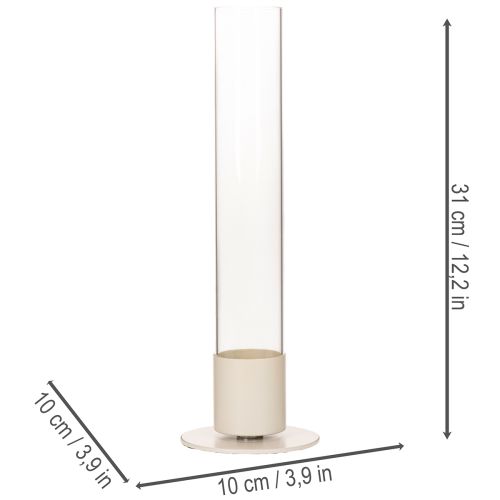 Moderne kaarsenhouder met glazen cilinder en voet, 31 cm | Floristik24.nl