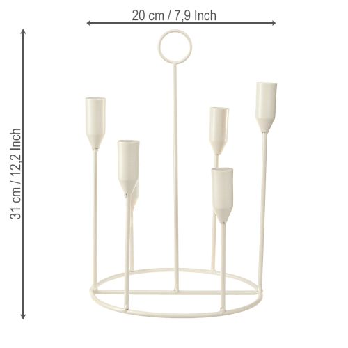 Artikel Kandelaar taps toelopend 6 kaarsen kaarshouder grijs Ø20cm H31cm