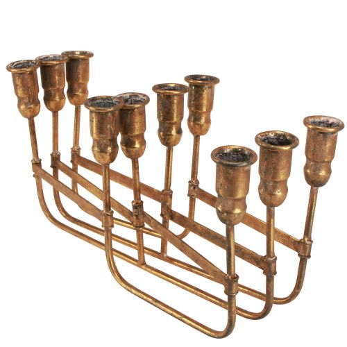 Artikel Antieke stokkandelaar voor 10 kaarsen goud 46×46cm H16,5cm