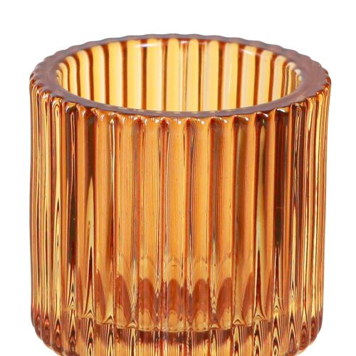 Artikel Stokkandelaar glas oranje theelichthouder H8cm 4 st