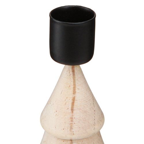 Artikel Stokkaarshouder houten decoratie kerstboom naturel H16cm 2 stuks