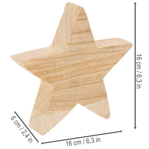 Rustieke houten stervormige kaarsenhouder voor smalle kaarsen, 16 cm | Floristik24.nl