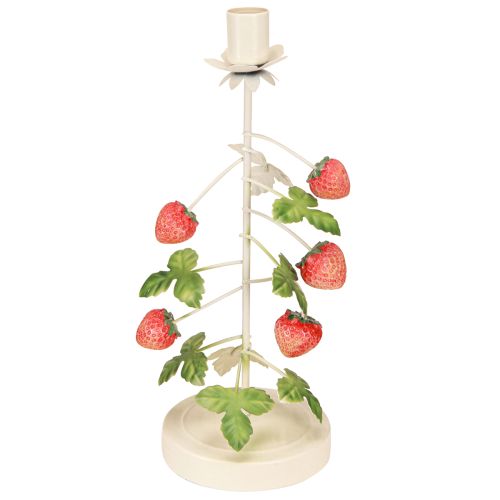 Artikel Kaarsenhouder metaal aardbei decoratie crème rond H26cm