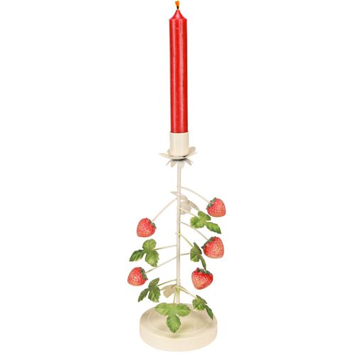 Artikel Kaarsenhouder metaal aardbei decoratie crème rond H26cm