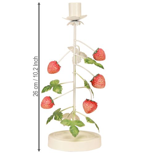 Artikel Kaarsenhouder metaal aardbei decoratie crème rond H26cm