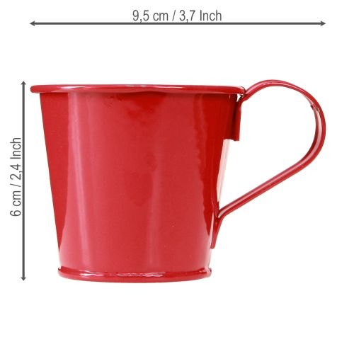 Artikel Metalen kaarsenhouder beker rood H6cm 6 stuks