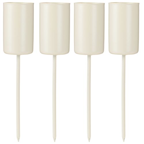 Metalen kaarsenhouder op stok, beige, H11cm, 4 stuks | Floristik24.nl