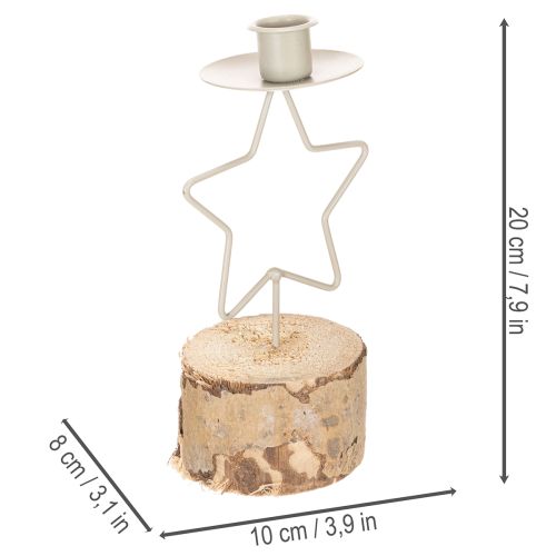Stervormige kaarsenhouder met houten voet voor een kaars van 20 cm. | Floristik24.nl