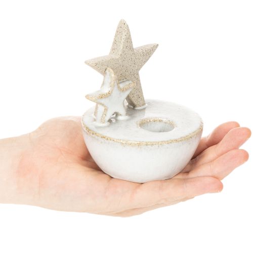 Keramische sterrenkaarsenstandaards, kerstdecoratie, 11 cm, 2 stuks | Floristik24.nl