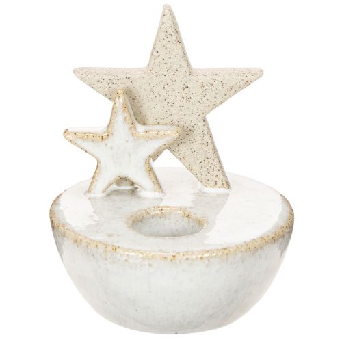 Keramische sterrenkaarsenstandaards, kerstdecoratie, 11 cm, 2 stuks | Floristik24.nl