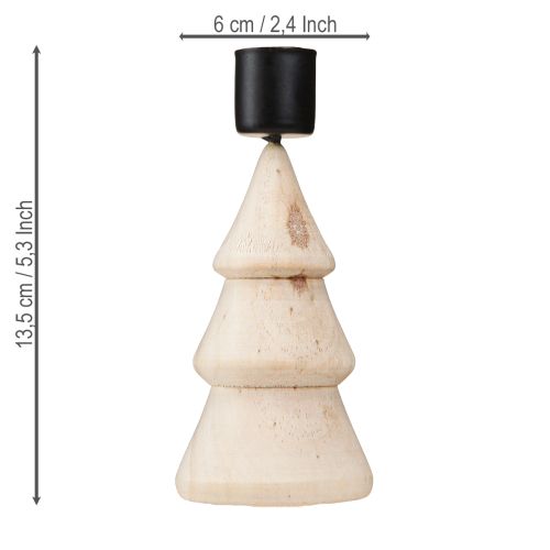 Artikel Kaarsenhouder kerstboomdecoratie hout naturel H13cm 4 stuks