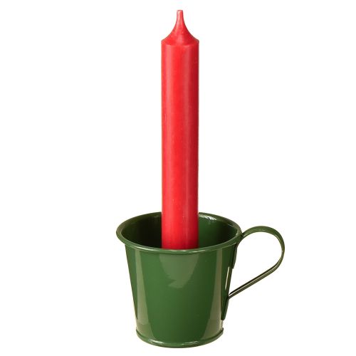 Taps toelopende kaarsenhouder bekerkaarshouder donkergroen H6cm 6 stuks