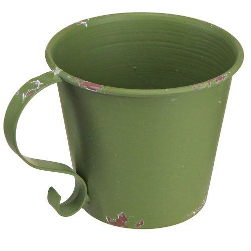 Floristik24 Stokkandelaar vintage kopje metaal decoratie groen Ø9,5cm H8cm 3st