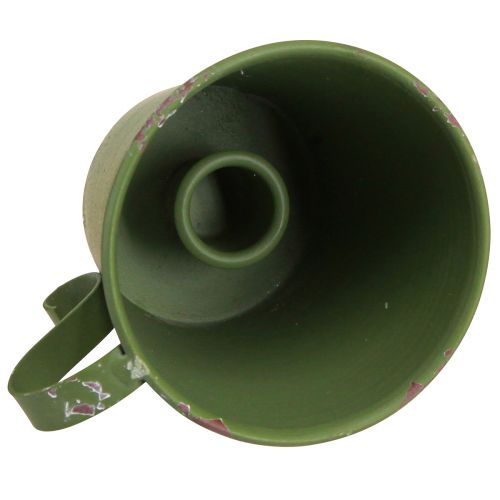 Artikel Stokkandelaar vintage kopje metaal decoratie groen Ø9,5cm H8cm 3st