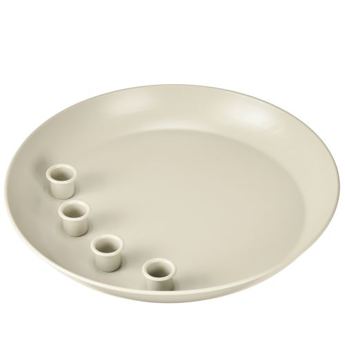 Kandelaar voor 4 kaarsen, kaarskom, grijs metaal, Ø30cm