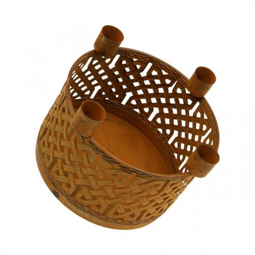 Floristik24 Kandelaar metaal decoratief metalen mand roest Ø16.5cm H12.5cm