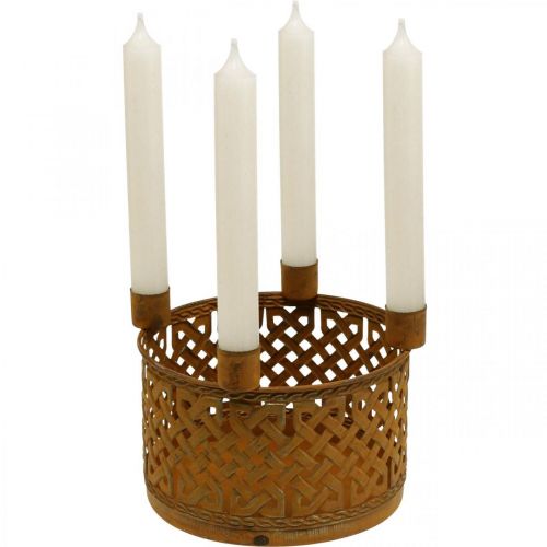 Floristik24 Kandelaar metaal decoratief metalen mand roest Ø16.5cm H12.5cm