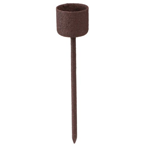 Floristik24 Stokkaarshouder voor insteek roestbruin Ø22mm H10,5cm 12 st