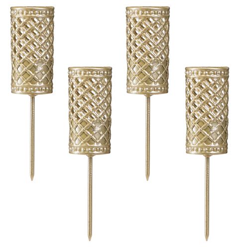 Artikel Stokkaarshouder om in te steken mat goud Ø24mm H10cm 4 st