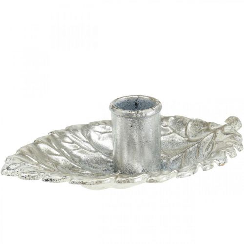 Floristik24 Kandelaar bord blad zilver 16.5x10.5x5cm