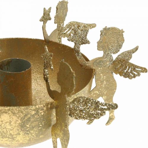 Floristik24 Kerstdecoratie kandelaar met engeltjes Goud Ø18cm