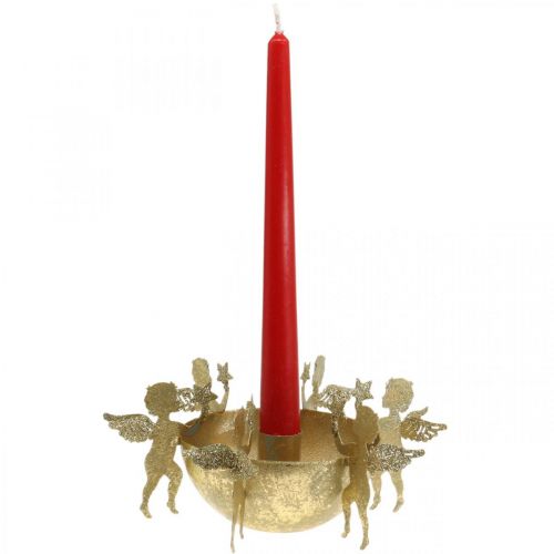 Floristik24 Kerstdecoratie kandelaar met engeltjes Goud Ø18cm