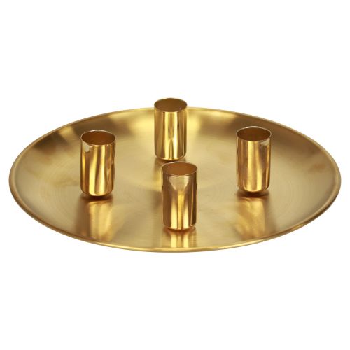 Floristik24 Stokkandelaar goud Ø2,5cm kaarsplaat metaal Ø23cm