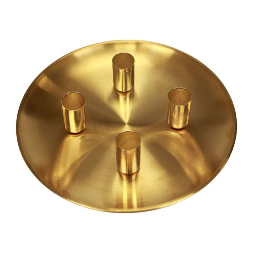 Floristik24 Stokkandelaar goud Ø2,5cm kaarsplaat metaal Ø23cm