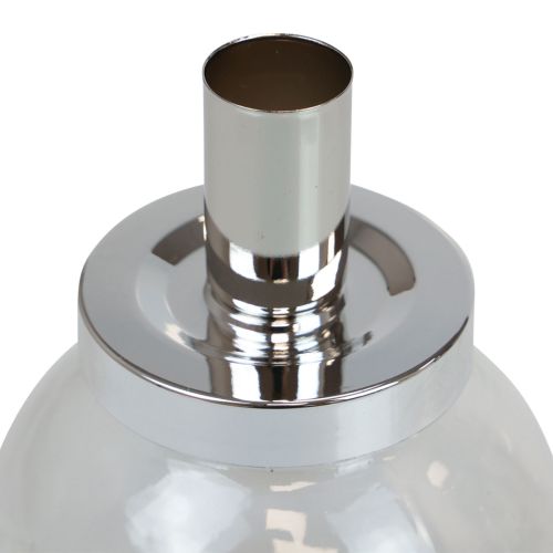 Artikel Stokkandelaar kandelaar glas metaal zilver Ø10,5cm 4st