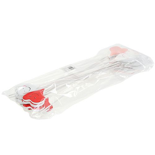 Artikel Plug dubbel hart rood, wit 8cm x 5cm 12st