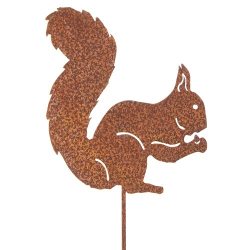 Tuinpaal met eekhoornmotief, roestbruine decoratieve paal voor bloemperk en bloempot, 52 cm, 2 stuks