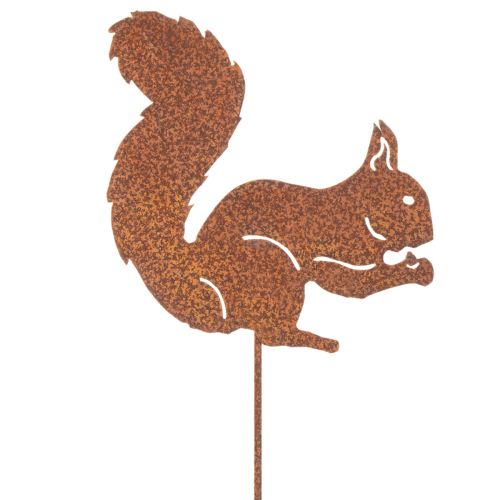 Tuinpaal met eekhoornmotief, roestbruine decoratieve paal voor bloemperk en bloempot, 52 cm, 2 stuks | Floristik24.nl