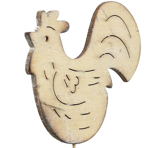 Floristik24 Plug houten haan, hen 7cm - 8.5cm 2st