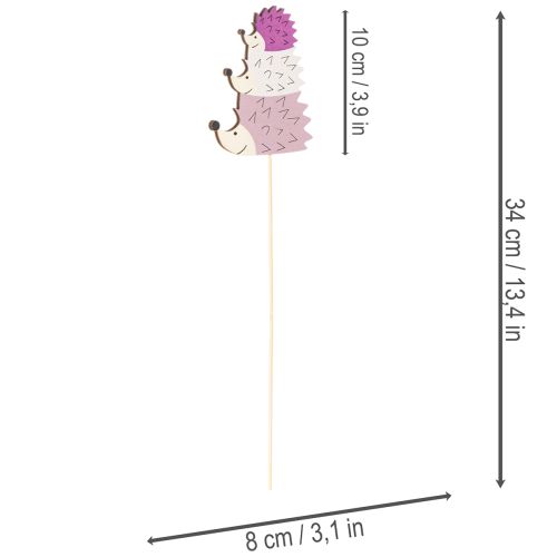 Decoratieve tuinstekers - Kleurrijke egelfamilie - 34 cm, 12 stuks | Floristik24.nl